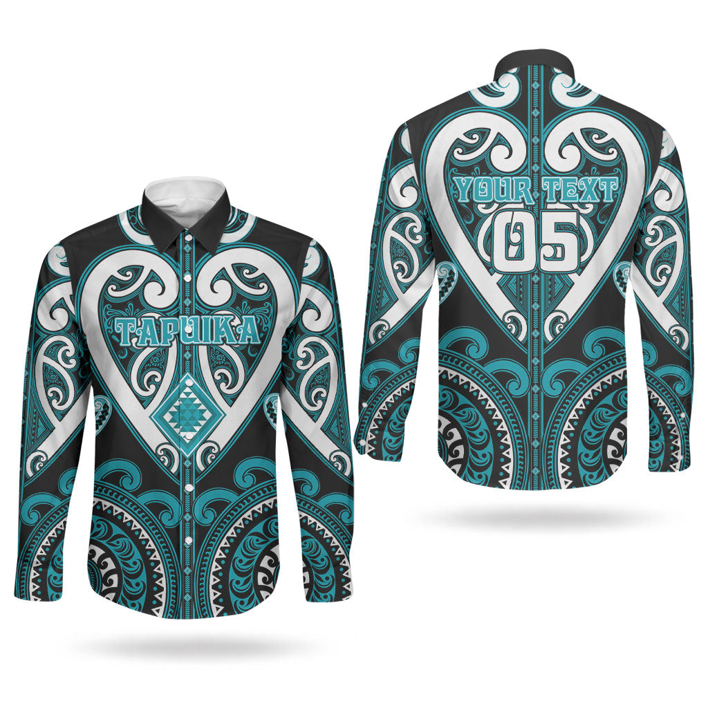 Custom Aotearoa Tapuika Couples Matching Off The Shoulder Long Sleeve Dress and Long Sleeve Button Shirt Maori Tribal Pattern LT05 - Polynesian Pride