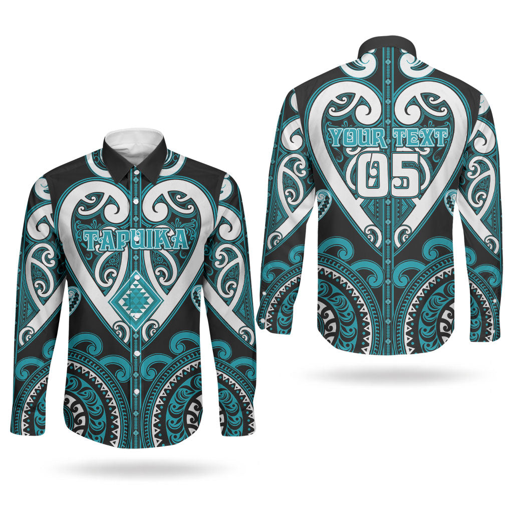 Custom Aotearoa Tapuika Couples Matching Puletasi and Long Sleeve Button Shirt Maori Tribal Pattern LT05 - Polynesian Pride