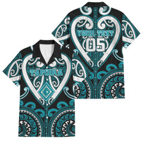 Custom Aotearoa Tapuika Family Matching Off The Shoulder Long Sleeve Dress and Hawaiian Shirt Maori Tribal Pattern LT05 Dad's Shirt - Short Sleeve Teal - Polynesian Pride