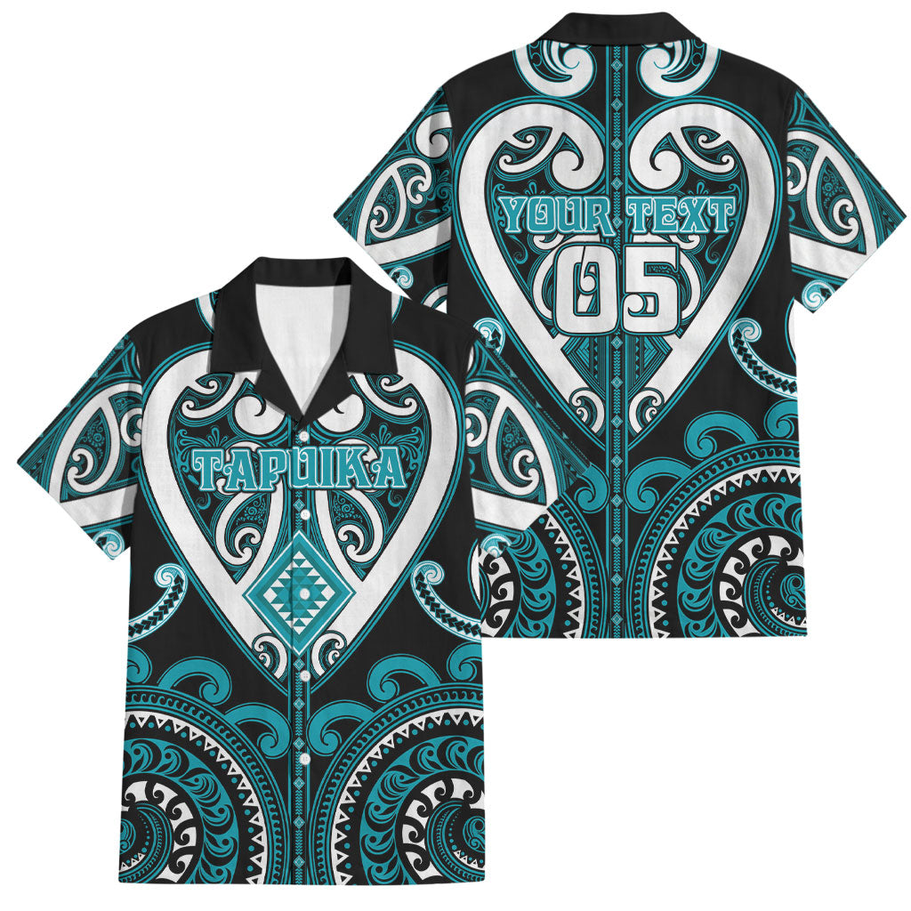 Custom Aotearoa Tapuika Family Matching Short Sleeve Bodycon Dress and Hawaiian Shirt Maori Tribal Pattern LT05 Dad's Shirt - Short Sleeve Teal - Polynesian Pride