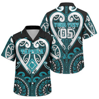 Custom Aotearoa Tapuika Family Matching Summer Maxi Dress and Hawaiian Shirt Maori Tribal Pattern LT05 Son's Shirt Teal - Polynesian Pride