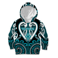 Custom Aotearoa Tapuika Kid Hoodie Maori Tribal Pattern LT05 Hoodie Teal - Polynesian Pride