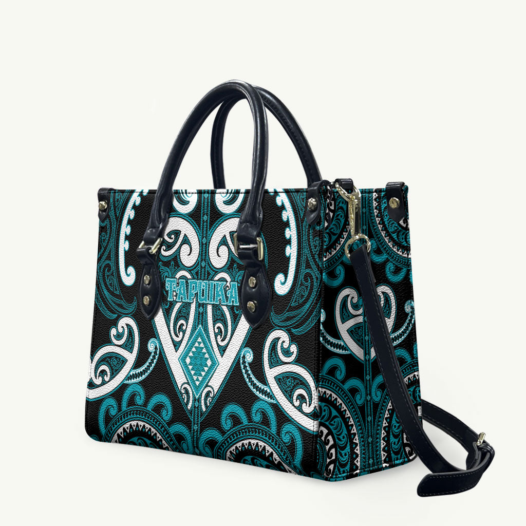 Aotearoa Tapuika Leather Bag Maori Tribal Pattern LT05 Teal - Polynesian Pride