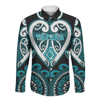 Custom Aotearoa Tapuika Long Sleeve Button Shirt Maori Tribal Pattern LT05 Unisex Teal - Polynesian Pride