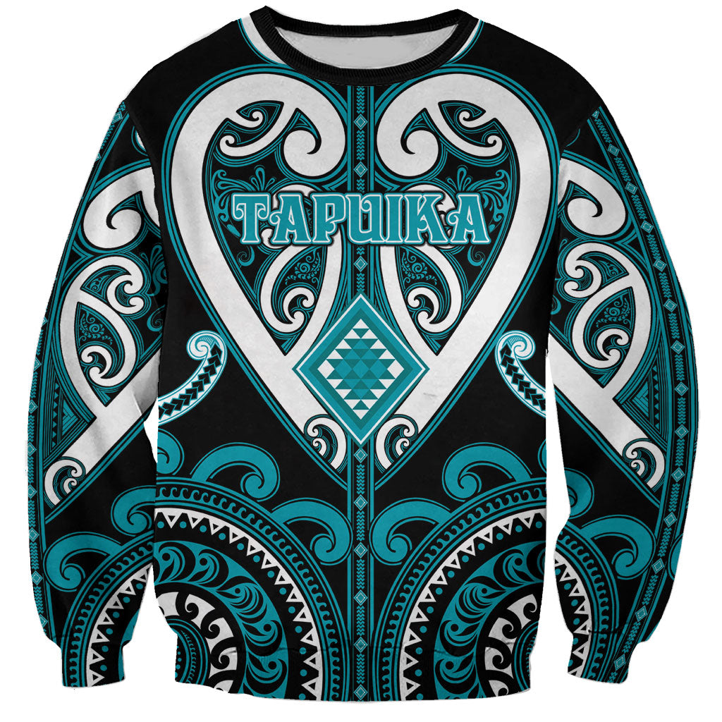 Custom Aotearoa Tapuika Sweatshirt Maori Tribal Pattern LT05 Unisex Teal - Polynesian Pride
