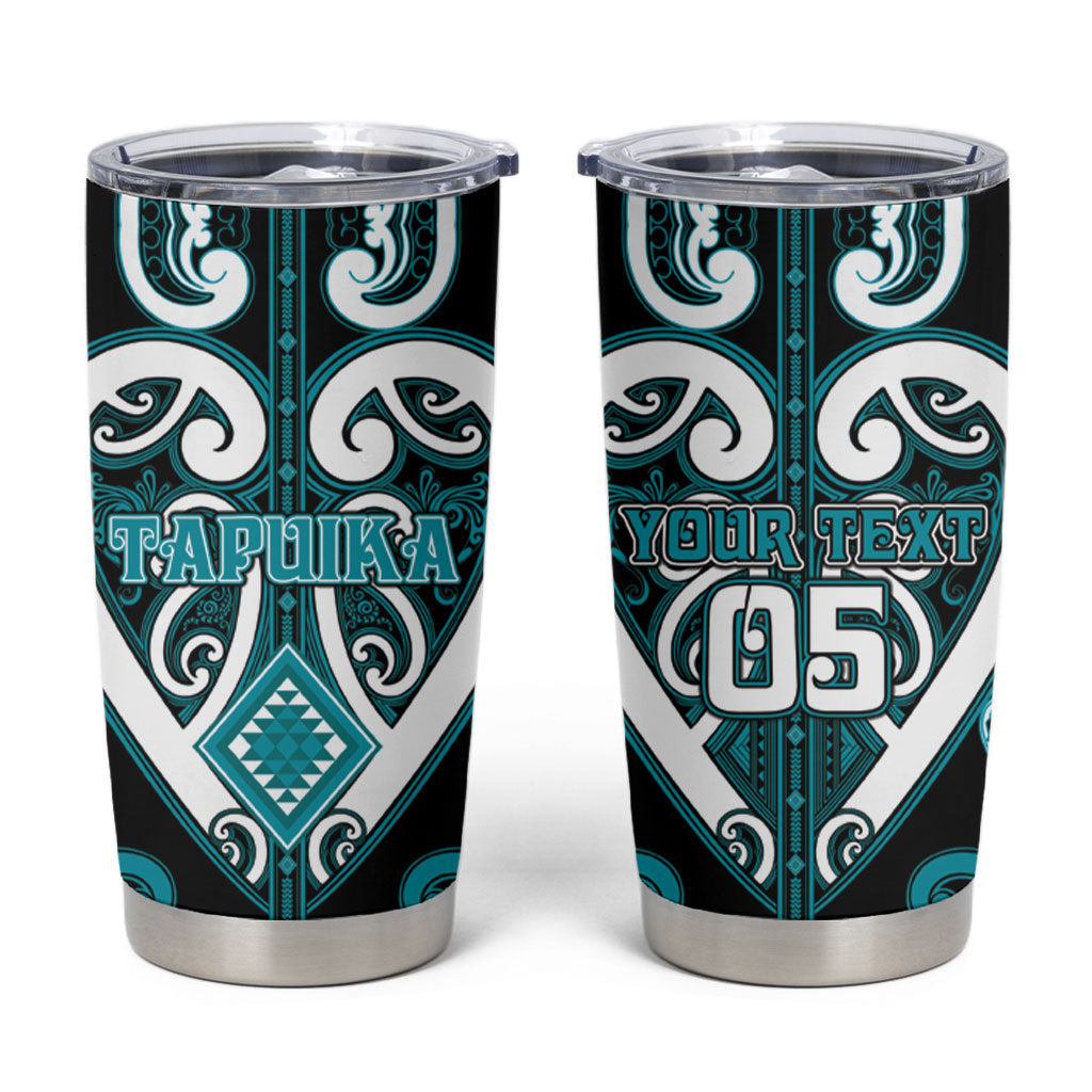Custom Aotearoa Tapuika Tumbler Cup Maori Tribal Pattern LT05 Teal - Polynesian Pride