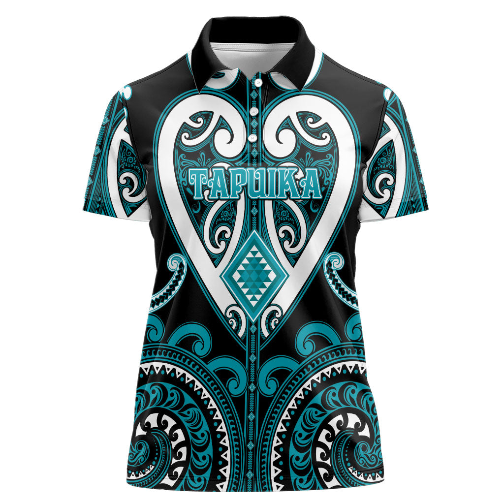 Custom Aotearoa Tapuika Women Polo Shirt Maori Tribal Pattern LT05 Female Teal - Polynesian Pride