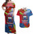 Personalized Samoa Couples Matching Off Shoulder Maxi Dress and Hawaiian Shirt Teuila Torch Ginger Mix Polynesian Tribal LT05 Blue - Polynesian Pride