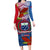 Personalized Samoa Long Sleeve Bodycon Dress Teuila Torch Ginger Mix Polynesian Tribal LT05 Long Dress Blue - Polynesian Pride