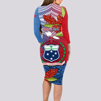 Personalized Samoa Long Sleeve Bodycon Dress Teuila Torch Ginger Mix Polynesian Tribal LT05 - Polynesian Pride