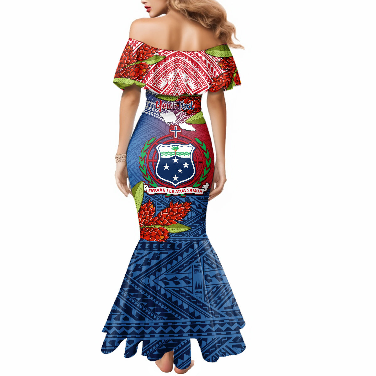 Personalized Samoa Mermaid Dress Teuila Torch Ginger Mix Polynesian Tribal LT05 - Polynesian Pride