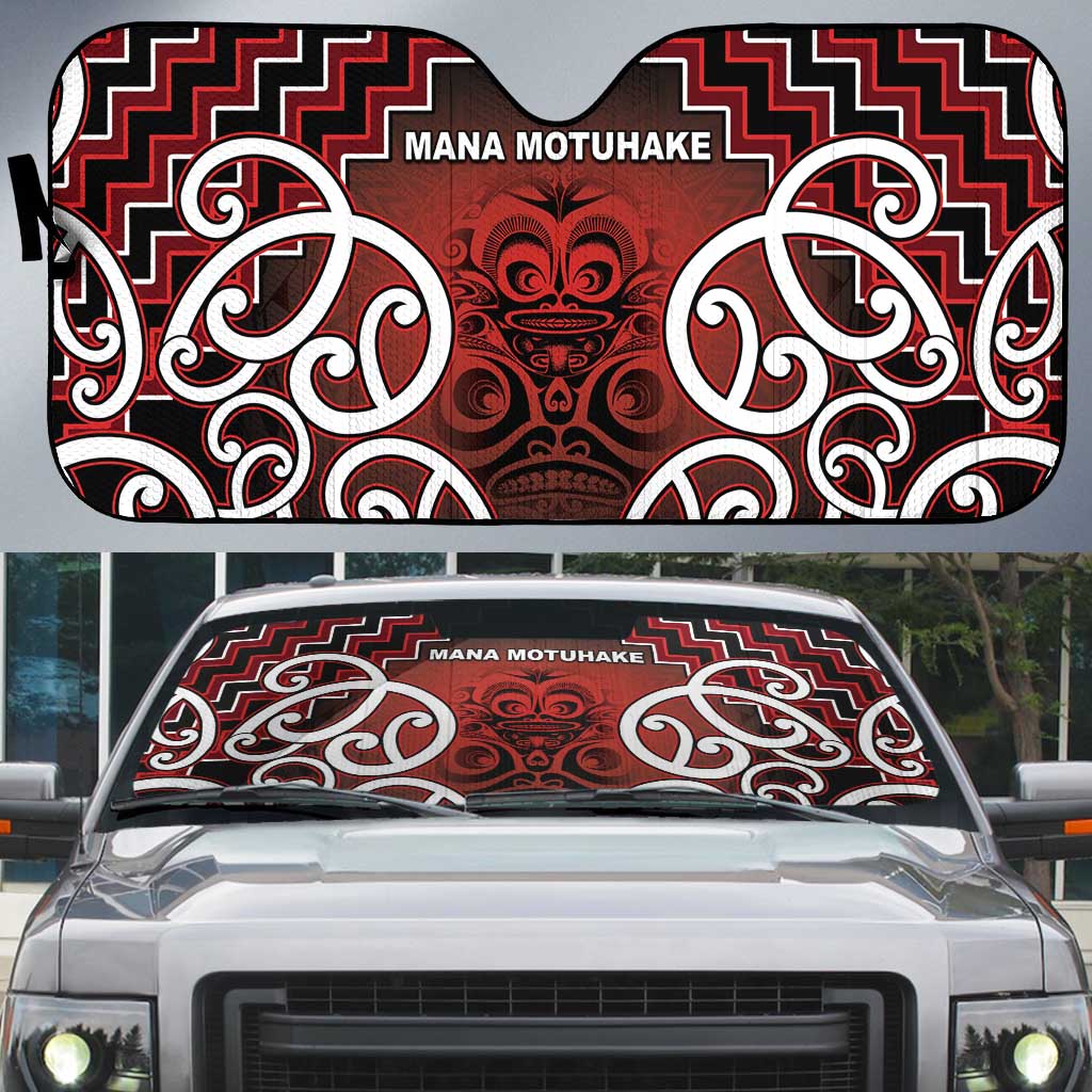 Aotearoa Mana Motuhake Auto Sun Shade Poutama With Maori Pattern - Polynesian Pride