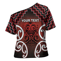 Personalised Aotearoa Mana Motuhake Cross Shoulder Shirt Poutama With Maori Pattern - Polynesian Pride