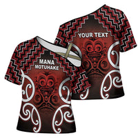 Personalised Aotearoa Mana Motuhake Cross Shoulder Shirt Poutama With Maori Pattern - Polynesian Pride