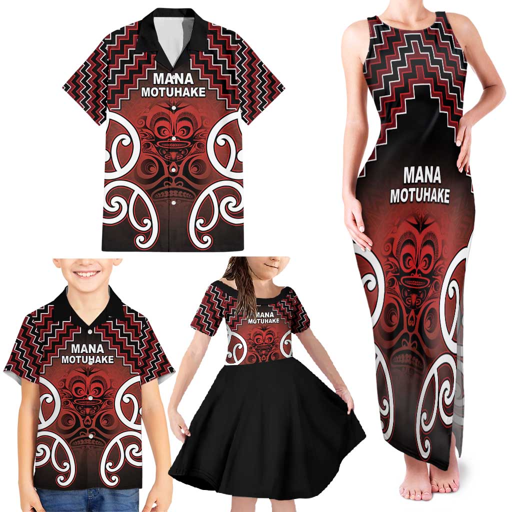 Personalised Aotearoa Mana Motuhake Family Matching Tank Maxi Dress and Hawaiian Shirt Poutama With Maori Pattern - Polynesian Pride