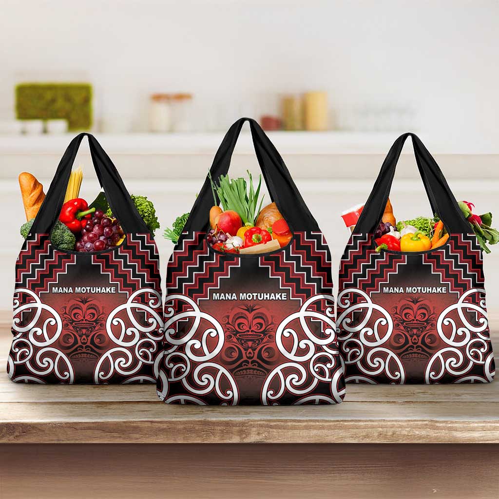 Aotearoa Mana Motuhake Grocery Bag Poutama With Maori Pattern - Polynesian Pride