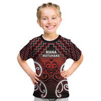Personalised Aotearoa Mana Motuhake Kid T Shirt Poutama With Maori Pattern - Polynesian Pride