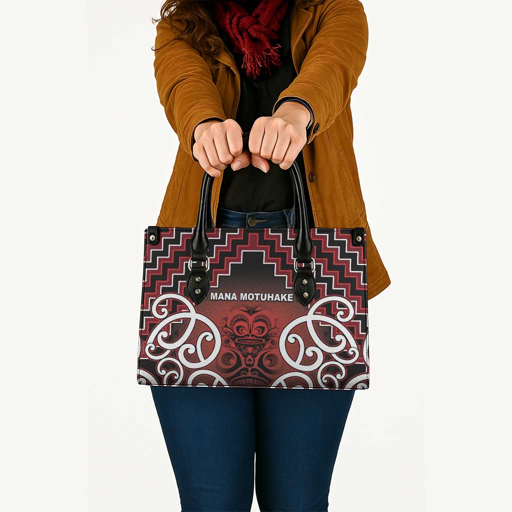 Aotearoa Mana Motuhake Leather Bag Poutama With Maori Pattern - Polynesian Pride