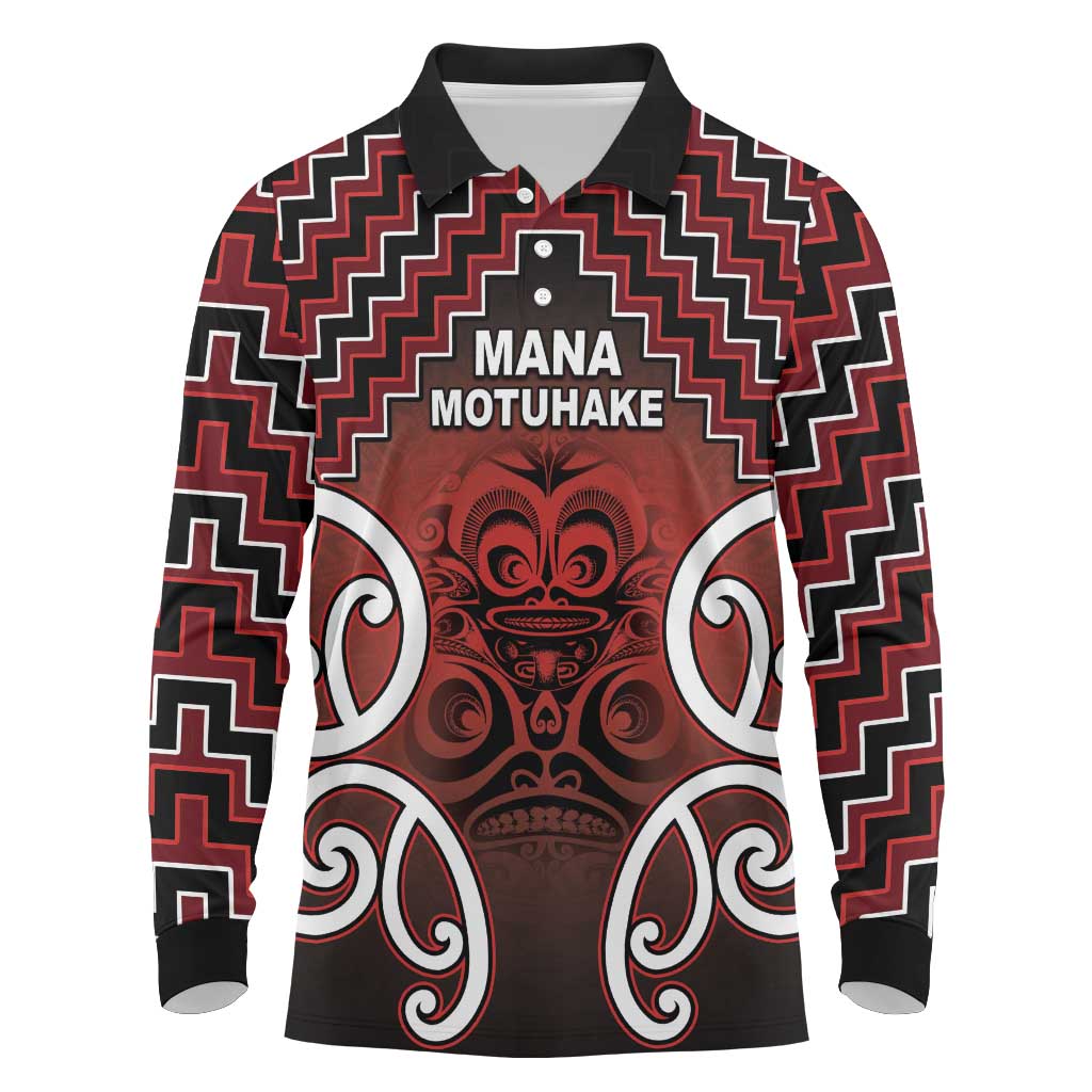Personalised Aotearoa Mana Motuhake Long Sleeve Polo Shirt Poutama With Maori Pattern - Polynesian Pride