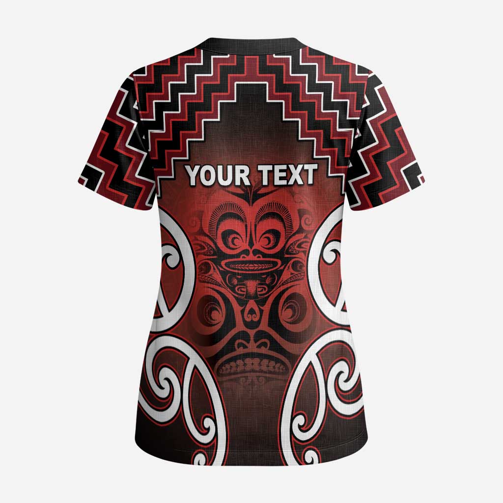 Personalised Aotearoa Mana Motuhake Scrub Top Poutama With Maori Pattern - Polynesian Pride
