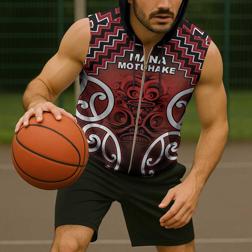 Personalised Aotearoa Mana Motuhake Sleeveless Zip Hoodie Poutama With Maori Pattern - Polynesian Pride
