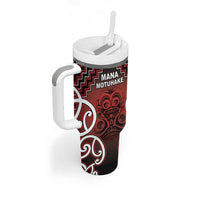 Personalised Aotearoa Mana Motuhake Tumbler With Handle Poutama With Maori Pattern - Polynesian Pride