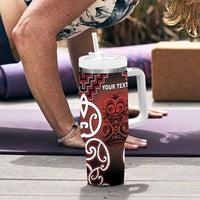 Personalised Aotearoa Mana Motuhake Tumbler With Handle Poutama With Maori Pattern - Polynesian Pride
