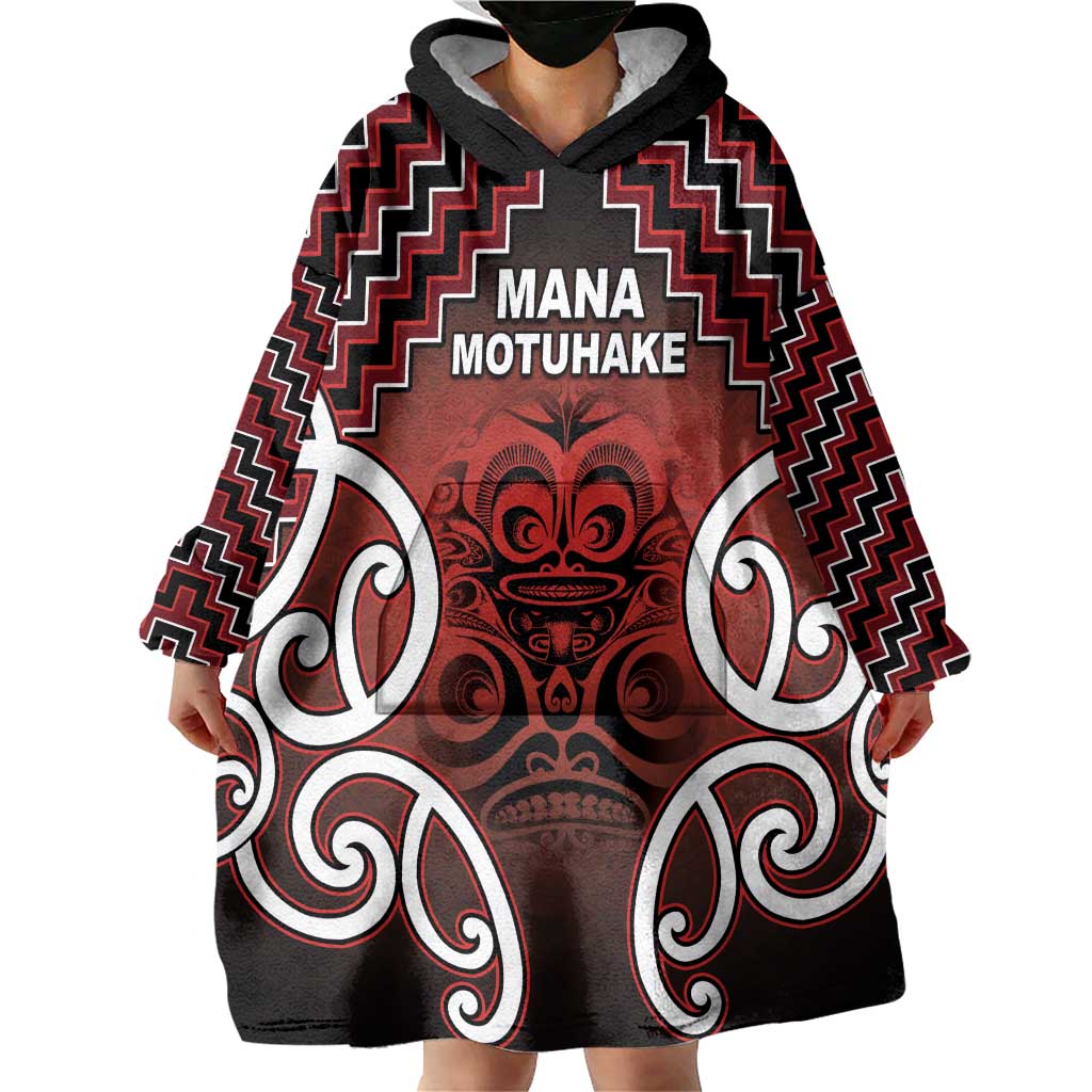 Personalised Aotearoa Mana Motuhake Wearable Blanket Hoodie Poutama With Maori Pattern - Polynesian Pride