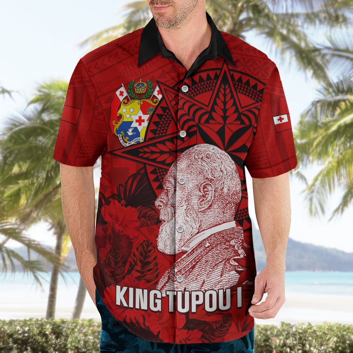 Tonga King Tupou I Day Hawaiian Shirt Tropical Flowers With Ngatu Pattern LT05 - Polynesian Pride