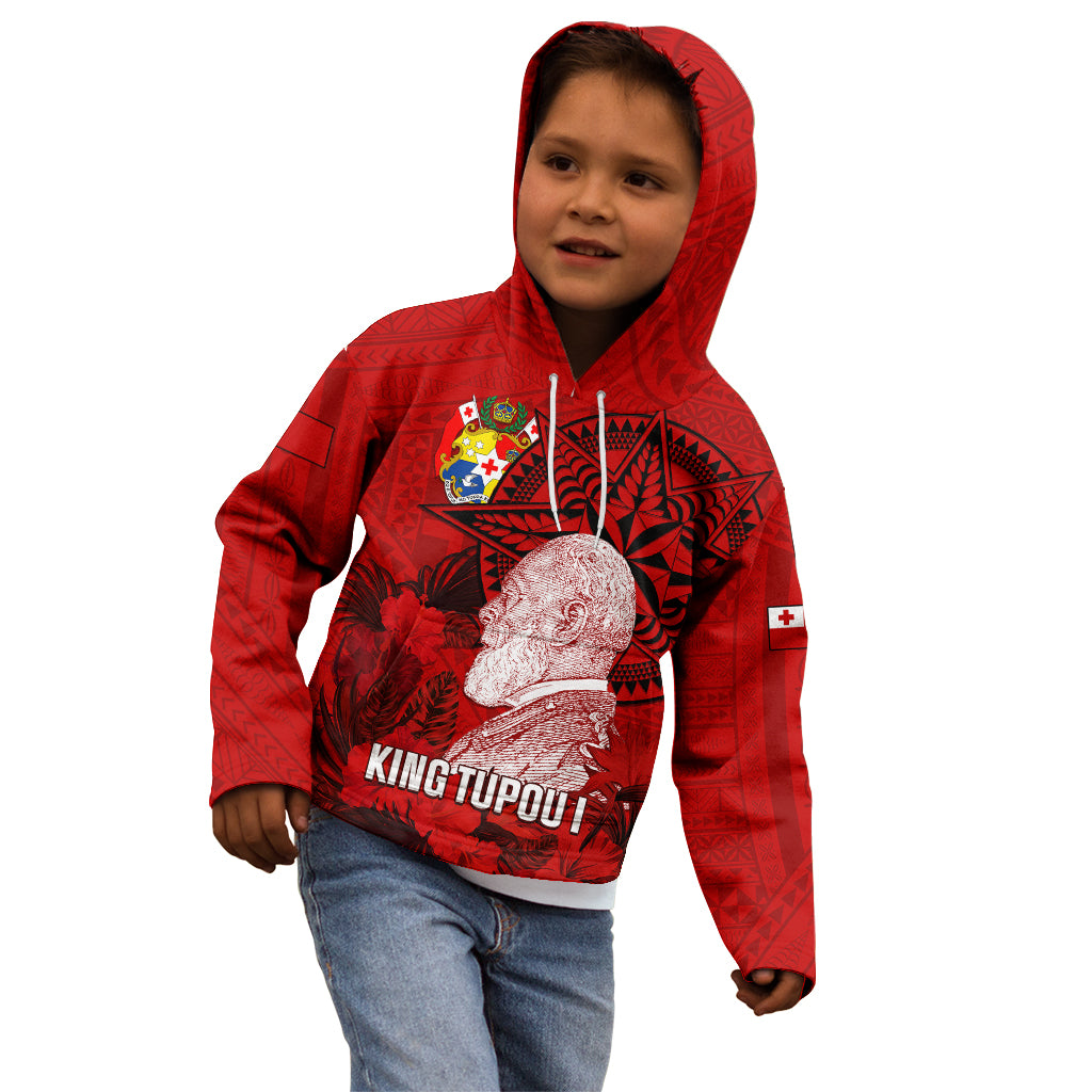 Tonga King Tupou I Day Kid Hoodie Tropical Flowers With Ngatu Pattern LT05 - Polynesian Pride