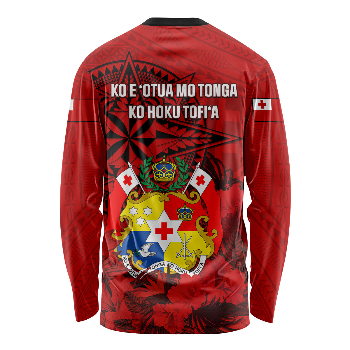 Tonga King Tupou I Day Long Sleeve Shirt Tropical Flowers With Ngatu Pattern LT05 - Polynesian Pride