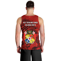 Tonga King Tupou I Day Men Tank Top Tropical Flowers With Ngatu Pattern LT05 - Polynesian Pride