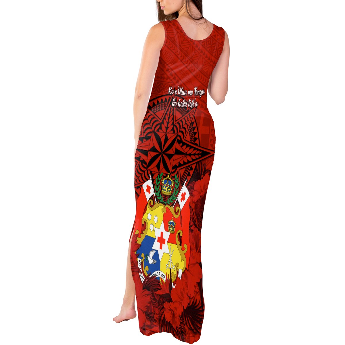 Tonga King Tupou I Day Tank Maxi Dress Tropical Flowers With Ngatu Pattern LT05 - Polynesian Pride