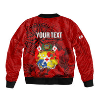 Personalized Tonga King Tupou I Day Bomber Jacket Tropical Flowers With Ngatu Pattern LT05 - Polynesian Pride