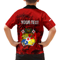 Personalized Tonga King Tupou I Day Kid Hawaiian Shirt Tropical Flowers With Ngatu Pattern LT05 - Polynesian Pride