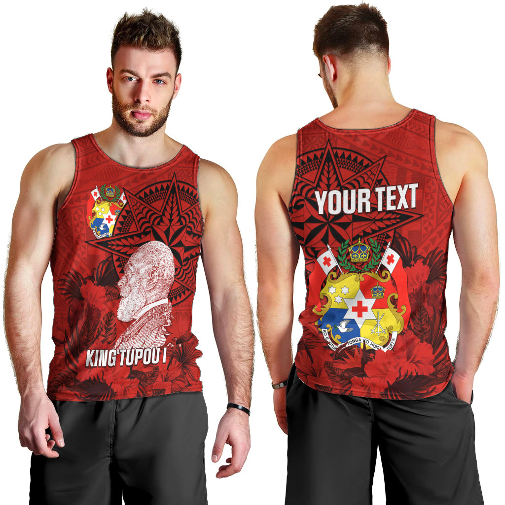 Personalized Tonga King Tupou I Day Men Tank Top Tropical Flowers With Ngatu Pattern LT05 - Polynesian Pride