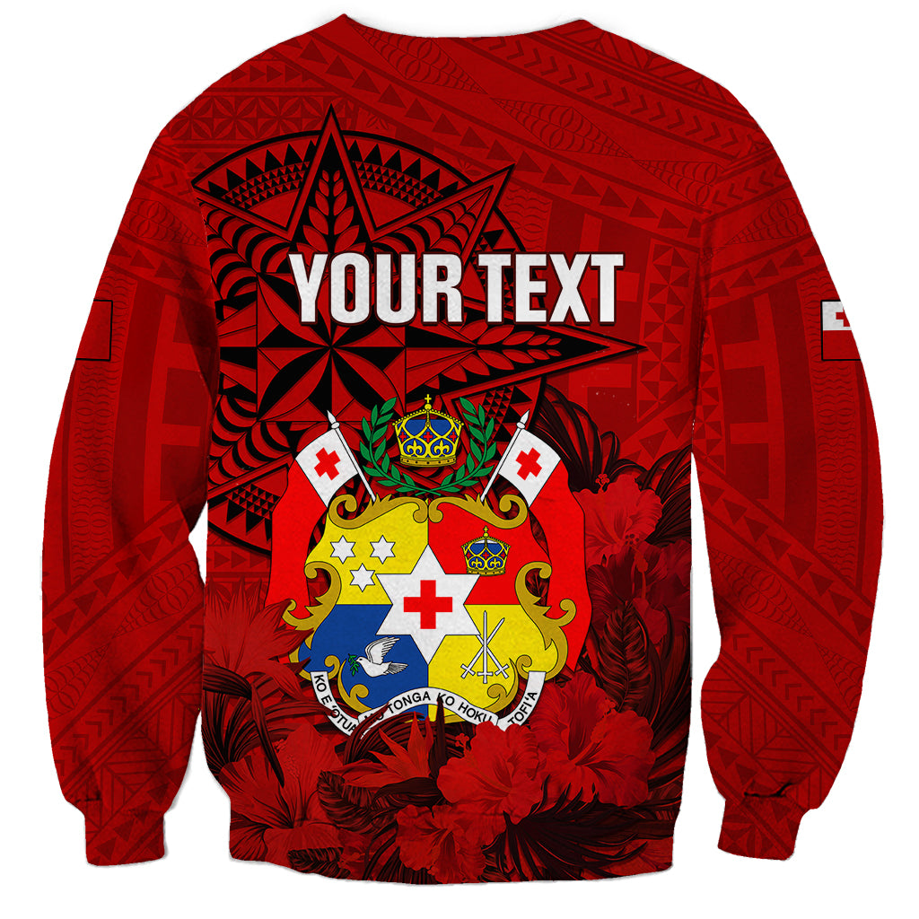 Personalized Tonga King Tupou I Day Sweatshirt Tropical Flowers With Ngatu Pattern LT05 - Polynesian Pride