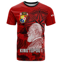 Personalized Tonga King Tupou I Day T Shirt Tropical Flowers With Ngatu Pattern LT05 Red - Polynesian Pride