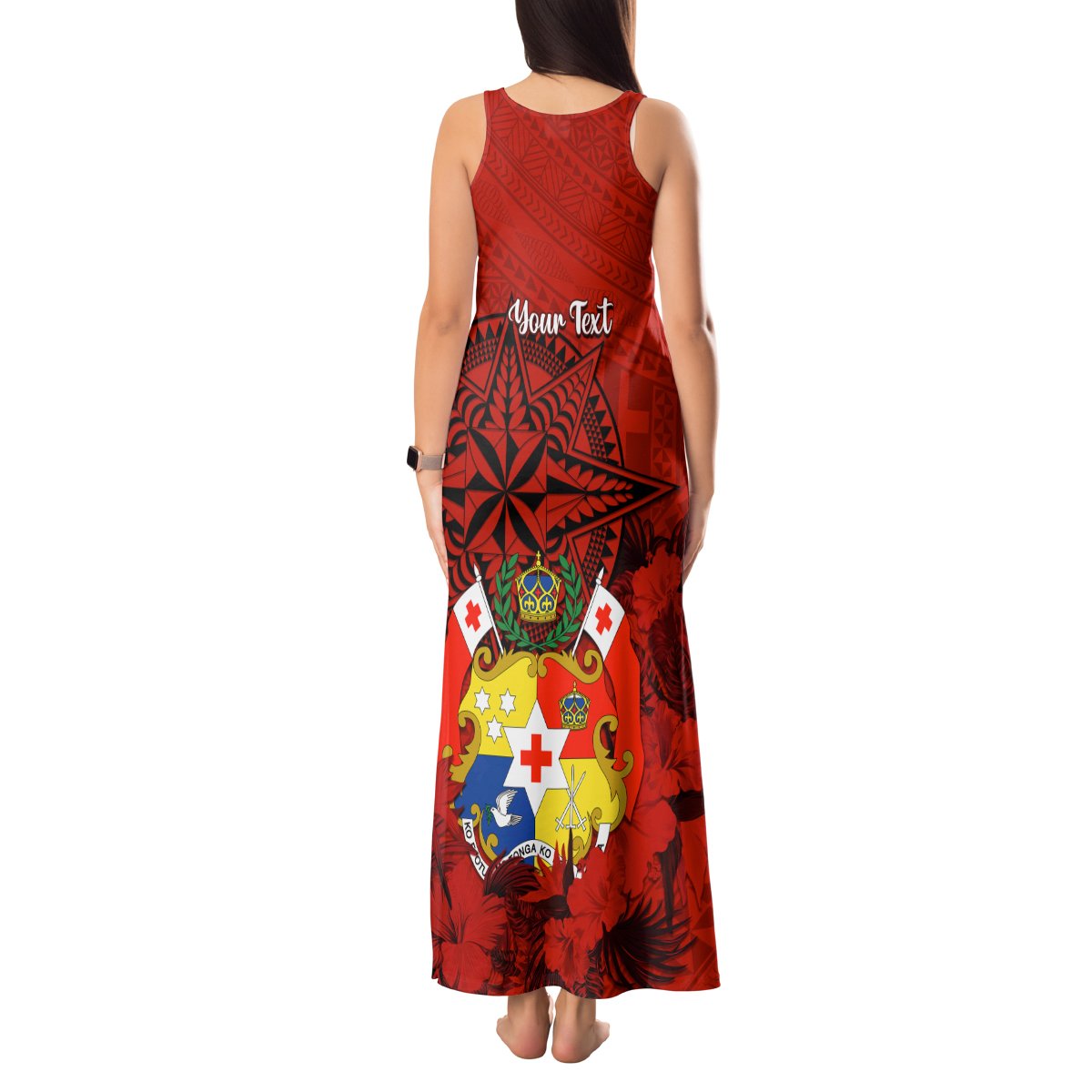 Personalized Tonga King Tupou I Day Tank Maxi Dress Tropical Flowers With Ngatu Pattern LT05 - Polynesian Pride