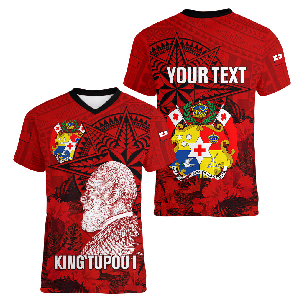 personalized-tonga-king-tupou-i-day-women-v-neck-t-shirt-tropical-flowers-with-ngatu-pattern