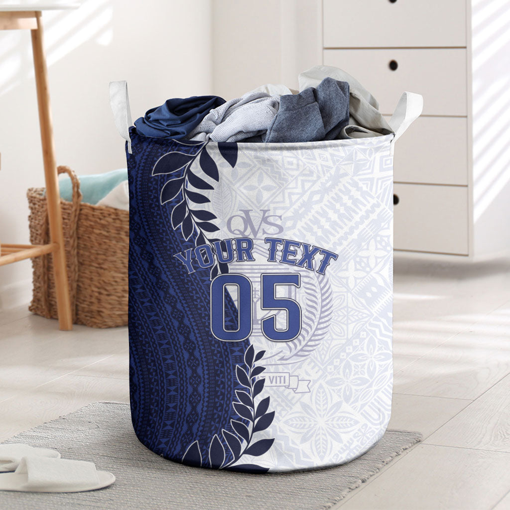 Custom Fiji Queen Victoria School Laundry Basket 120 Years Anniversary LT05 White - Polynesian Pride