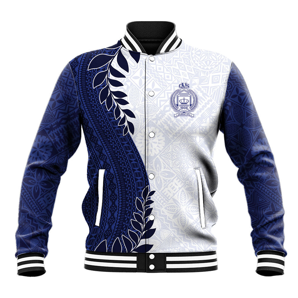 Custom Fiji Queen Victoria School Baseball Jacket 120 Years Anniversary LT05 Unisex White - Polynesian Pride