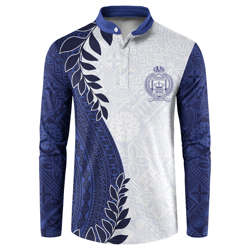 Custom Fiji Queen Victoria School Button Sweatshirt 120 Years Anniversary LT05 White - Polynesian Pride