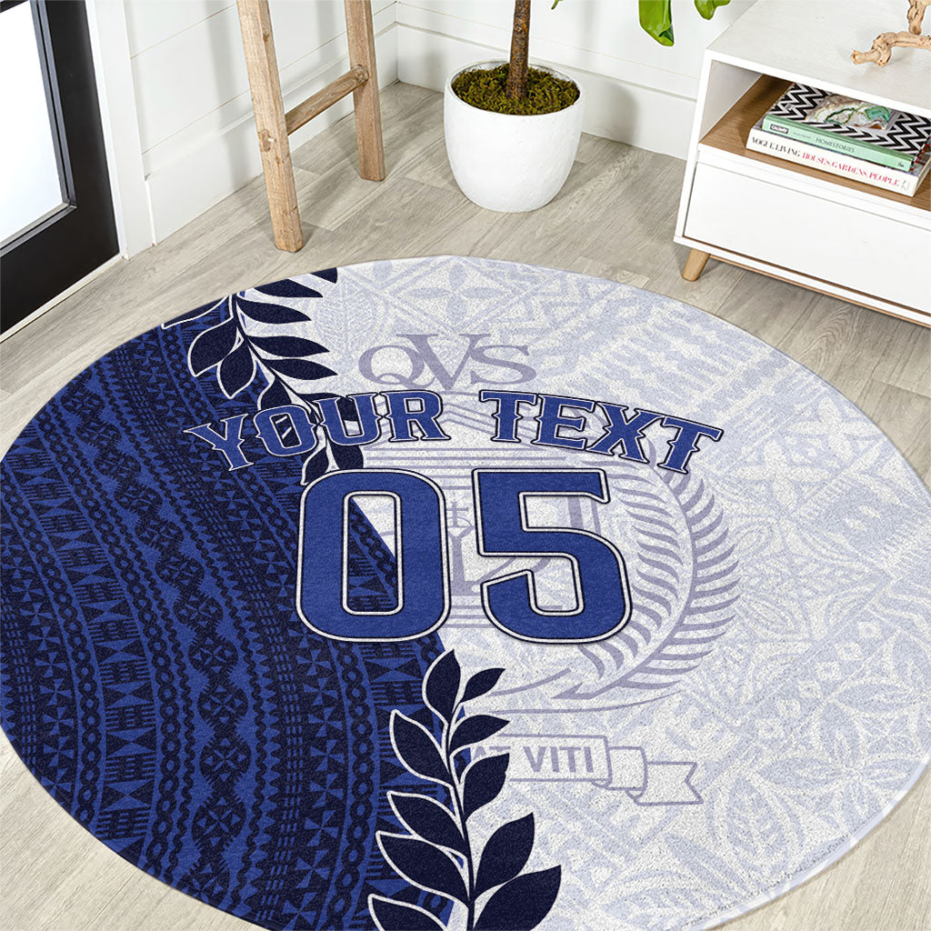 Custom Fiji Queen Victoria School Round Carpet 120 Years Anniversary LT05 White - Polynesian Pride