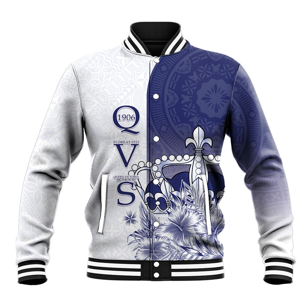 Personalised Fiji Queen Victoria School 1906 Baseball Jacket Floreat Viti LT05 Unisex Navy - Polynesian Pride