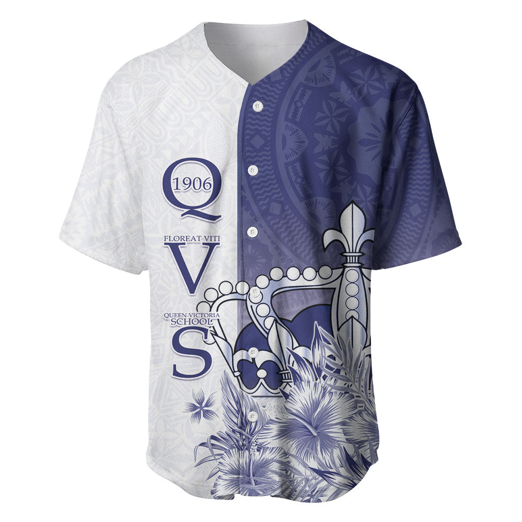 Personalised Fiji Queen Victoria School 1906 Baseball Jersey Floreat Viti LT05 Navy - Polynesian Pride