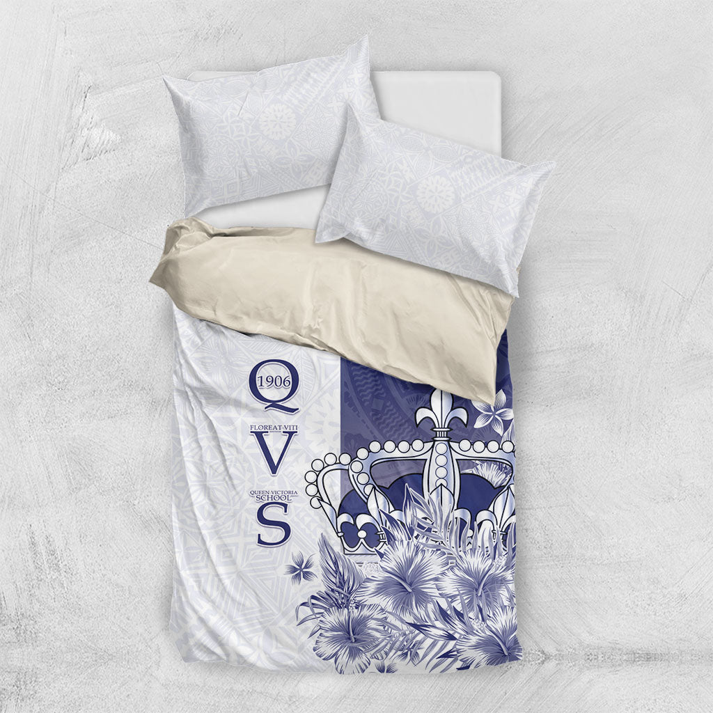 Fiji Queen Victoria School 1906 Bedding Set Floreat Viti LT05 US Twin 172cm x 218cm Navy - Polynesian Pride