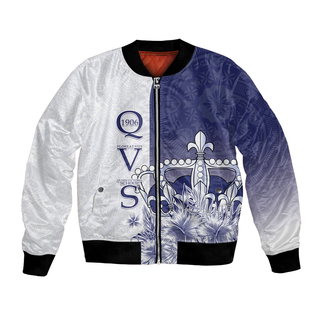Personalised Fiji Queen Victoria School 1906 Bomber Jacket Floreat Viti LT05 Unisex Navy - Polynesian Pride