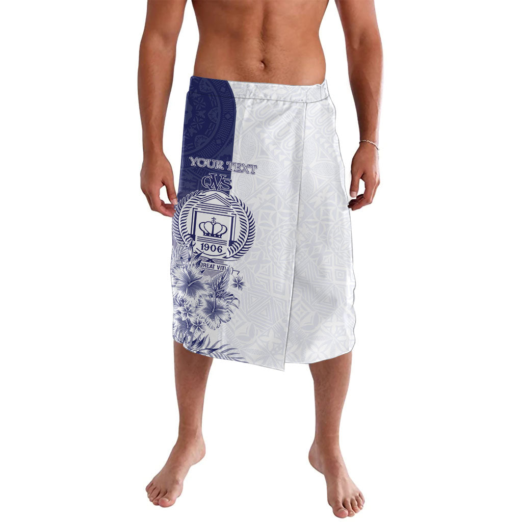 Personalised Fiji Queen Victoria School 1906 Lavalava Floreat Viti LT05 Navy - Polynesian Pride