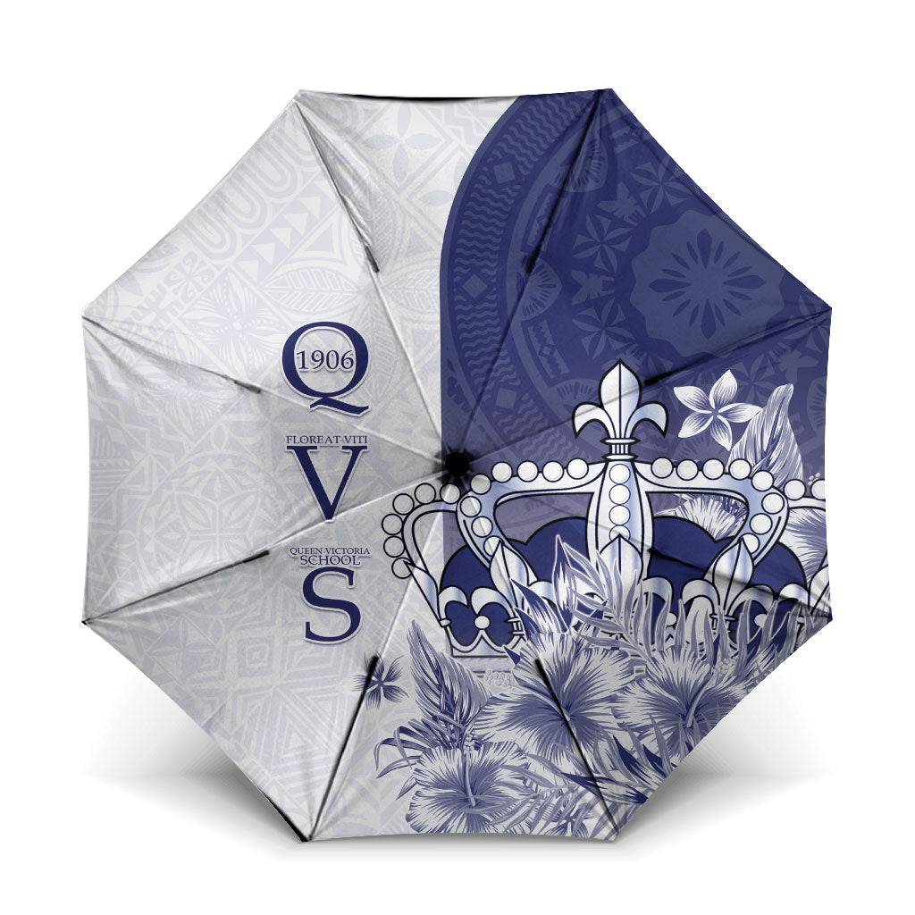 Fiji Queen Victoria School 1906 Umbrella Floreat Viti LT05 One Size Folded 11.42 inch Opened Diameter 37.4 inch Navy - Polynesian Pride